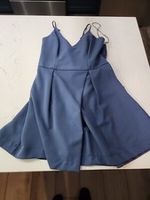 Gianni Bini GB Women's Front Wrap V-Neck Sleeveless Mini Dress Blue Medium