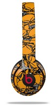 Skin Wrap for Beats Solo Wireless 2 3 4 Scattered Skulls Orange SKIN ONLY