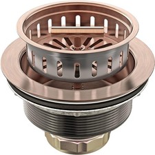 Copper Kitchen Sink Drain Kit 3 1/2 Sink Strainer for Kitchen Antique Copper