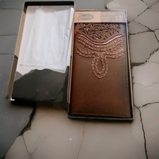 Justin Russet Inlay Rodeo Wallet Men Brown Tooled Genuine Leather Western RFID