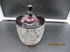 Vintage Anchor Hocking Covered Marmalade Jelly Jar Pineapple Fan Royal Ruby  Lid
