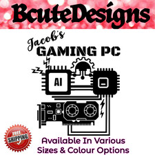 GAMING PC AI PERSONALISED NAME VINYL DECAL TRANSFER STICKER PC CASE WINDOW GPU