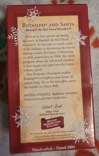 2004 Hallmark Keepsake Rudolph and Santa Light Up Ornament - Picture 2 of 7