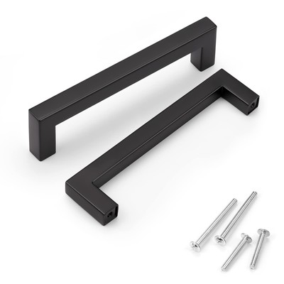 KNOBWELL 6Pack Matte Black Kitchen Cabinet Door Handles  Stainless Steel Drawer