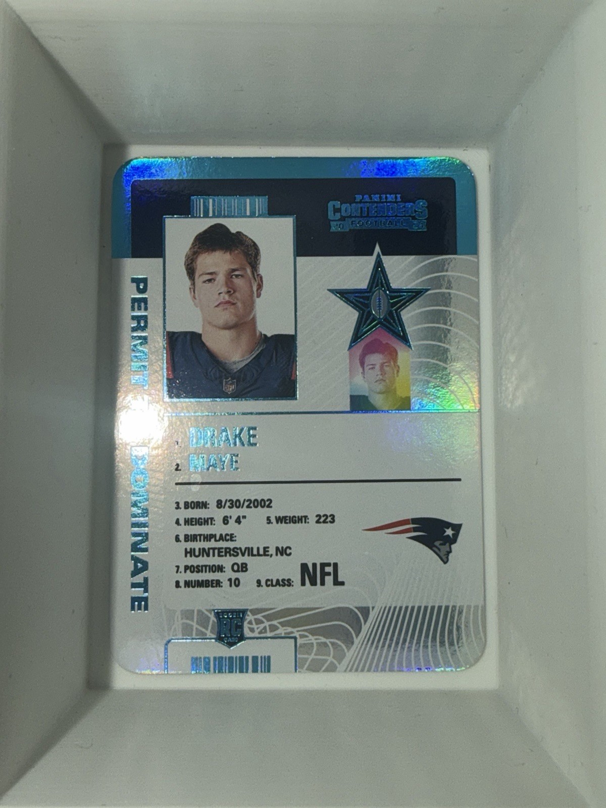 2024 Panini Contenders Drake Maye Permit to Dominate RC #2 Case Hit SSP Rookie