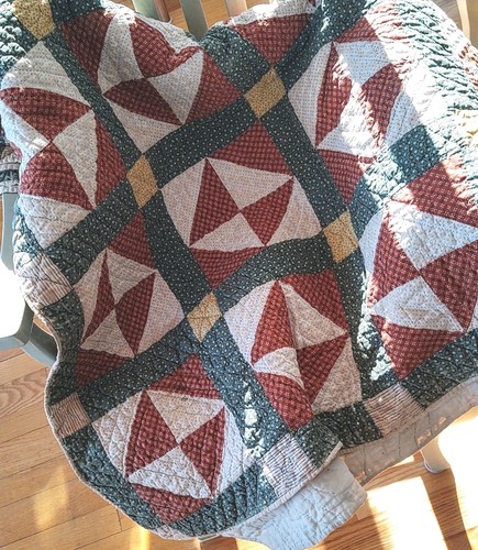 Antique Triangle Quilt Civil War Era Accomack County, Virginia 76" x 72"