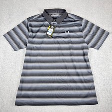 Under Armour Golf Polo Shirt Men's XL Gray Striped Cool Switch HeatGear NWT