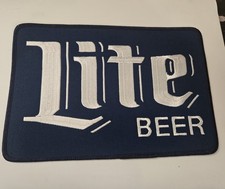 Embroidered Miller Lite Beer Jacket Back Patch Large 8.25" X 5.5" Navy White