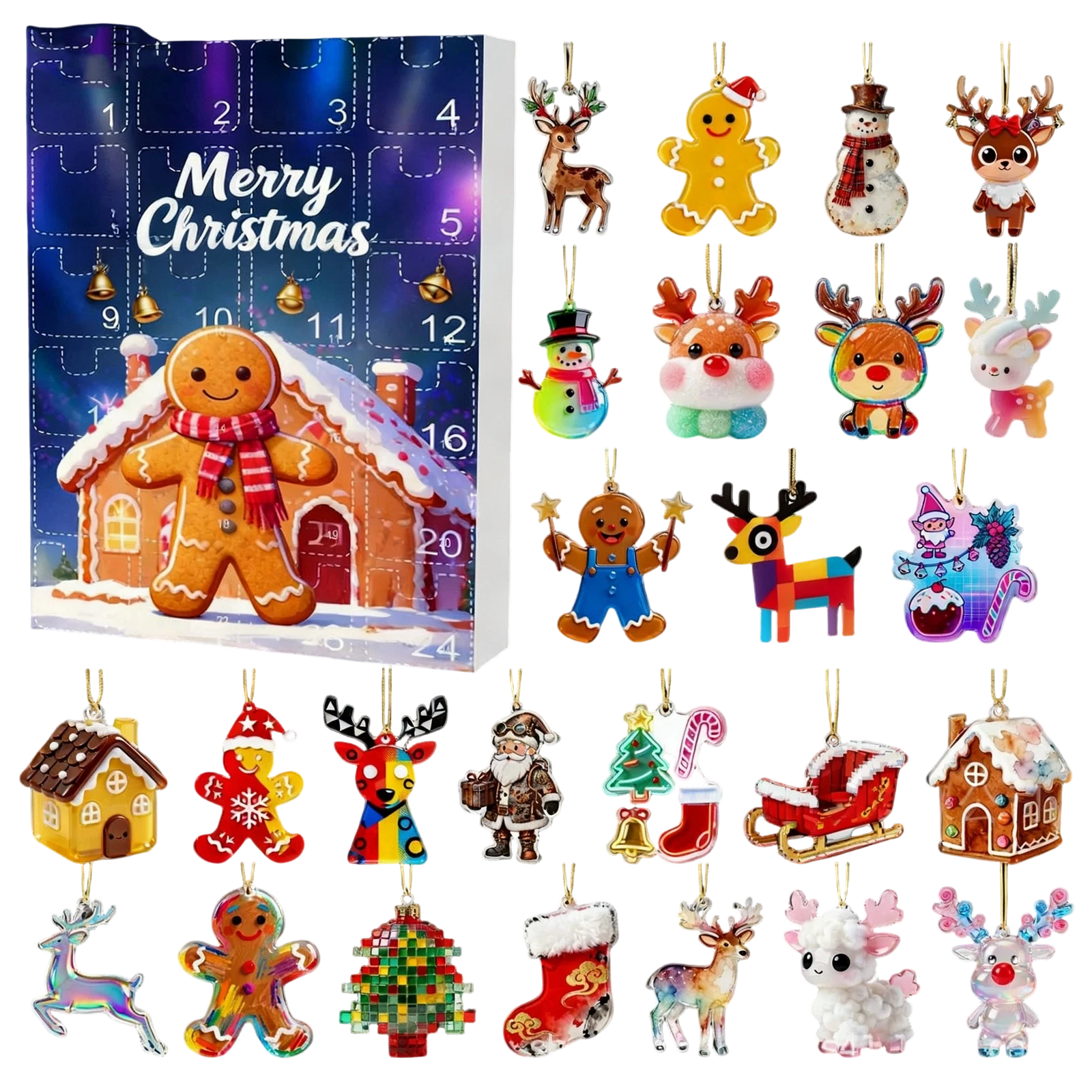 Merry Christmas Countdown Gingerbread Man Advent Calendar 24 Days 2D Blind Box