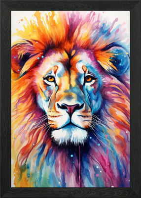 Löwe Nahaufnahme Portrait gerahmtes Wandbild Poster Leinwanddruck Bild