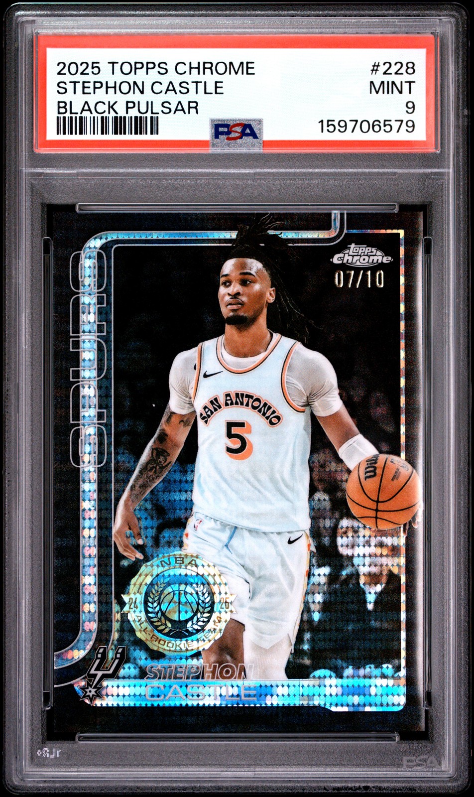 2025 TOPPS CHROME BLACK PULSAR #228 STEPHON CASTLE 7/10 PSA 9