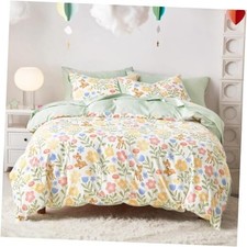 - Floral Bedding Set for Girls, Cute Colorful Botanical Twin Green Cream