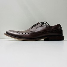 Stacy Adams Men Dress Shoes Wingtip Oxford Brown Leather Lace-Up Shoes Size 9.5