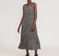 Everlane Satin V-Neck Maxi Dress Grey Splatter Pattern Size  Small