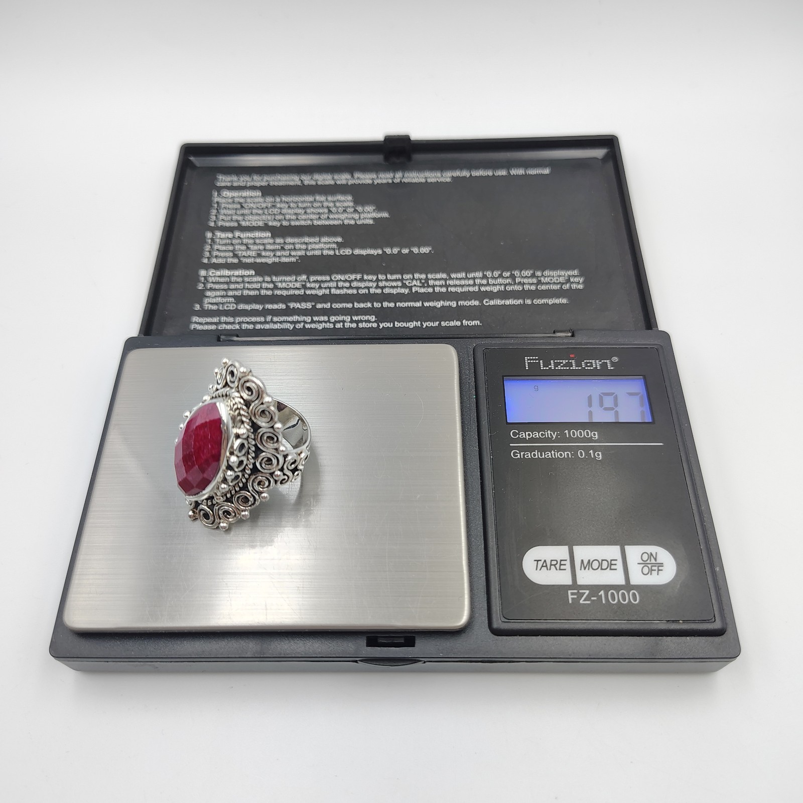 Sterling Silver 925 Raw Ruby Statement Long Cockt… - image 18