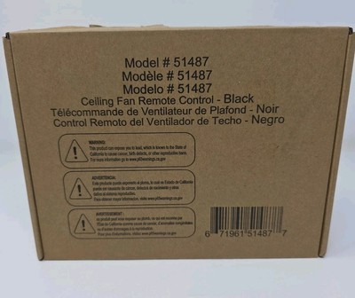Universal Ceiling Fan Remote Control Black Model #51487 Wall Mount NEW