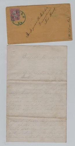 CIVIL WAR LETTER - 13th NH Infantry - Many Killed Fighting near Norfolk, VA !