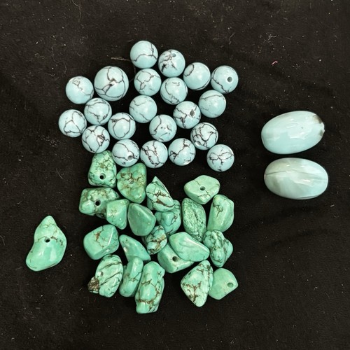 33g Mixed Turquoise Style Beads Dyed Howlite Chips Glass Jewelry Making Lot