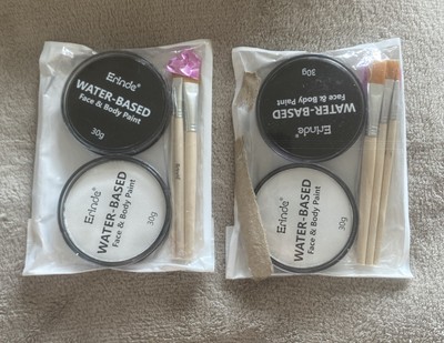 Erinde Gesichts- & Körperfarbe auf Wasserbasis Schwarz/Weiß & Pinsel 4x30g Neu im Pack