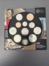 2009 Uncirculated Coin Collection With Kew Garden 50p Darwin Burns £2. Coins