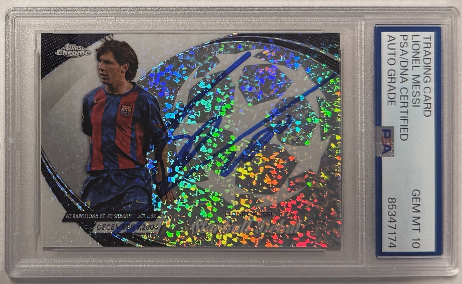 2024 Topps Chrome UEFA CC Starball Signed Lionel Messi #SD10 PSA AUTO 10 view 2