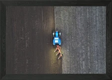 New Holland Tractor Plowing Field Framed Wall Art Poster Canvas Print Picture