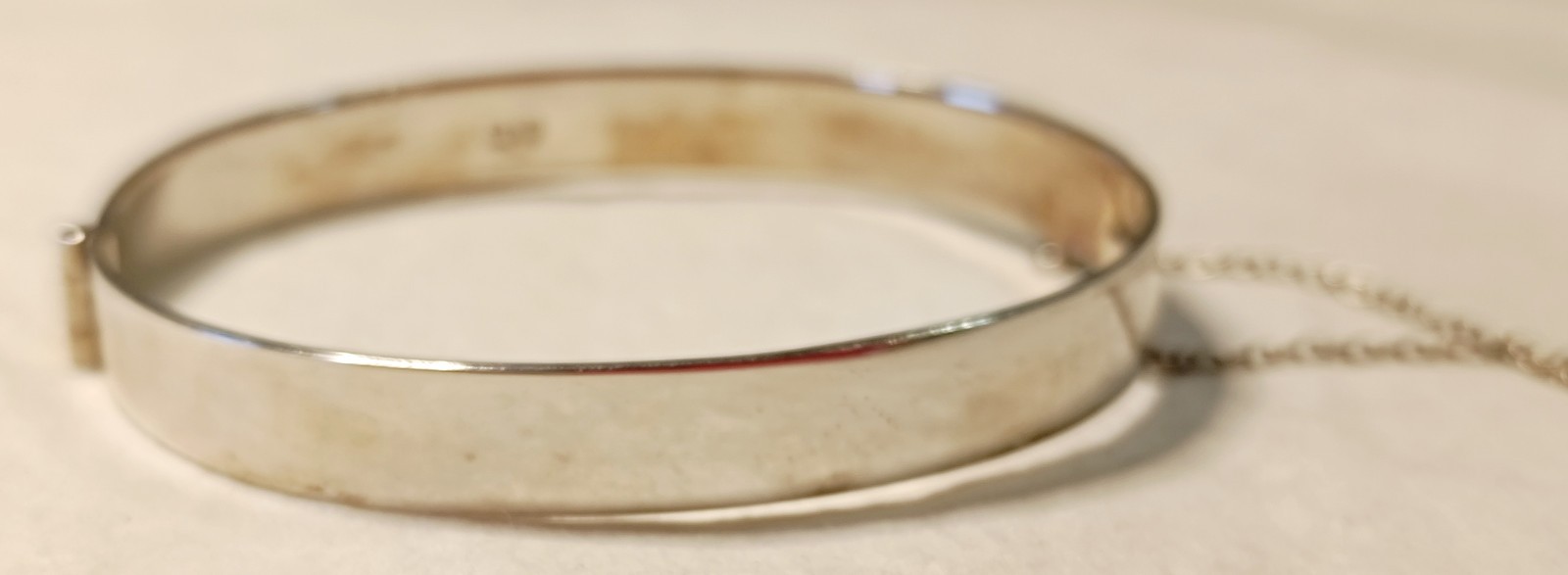 Sterling Silver Ladies Solid Bangle Hallmarked Ov… - image 2