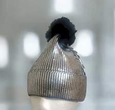 Metallic Silver Beanie Hat