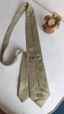 Brioni Italy Luxury Mens Tie XL 158cm 100 Silk Green Gold Geometric Handmade