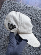 PRADA Worn Bull Denim Baseball Cap Hat | Beige | Size Medium | RRP £520 Triangle