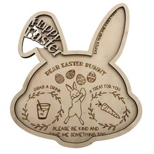 NNETM Easter Bunny Wooden Tray Centerpiece Rustic Decor