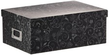 B-1BW/CHLKF Chalkboard Floral Design Photo Storage Box