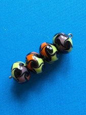 Lampwork Orange Lavender Green Black Unique Glass Beads  E9 