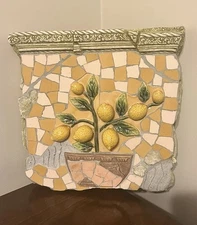 VTG Mosaic Furniture 15” Yellow Lemon Tree Italian Style Hanging Wall Art Plaque