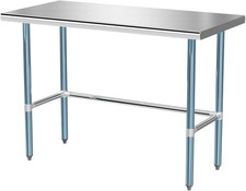 48" x 24" Open Base Stainless Steel Table Heavy Duty Hotel Prep  Work Table NSF