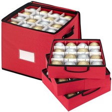 Christmas Ornament Storage Box with Adjustable Dividers,Christmas Ornaments O...