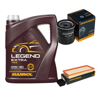 DENCKERMANN Inspektionspaket 5 L MANNOL Legend Extra 0W-30 für Opel Corsa F X19