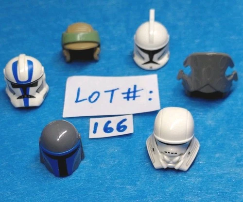 Lego Star Wars HELMET Lot of 6: Clone Trooper Mandalorian - Minifigures Lot# 166