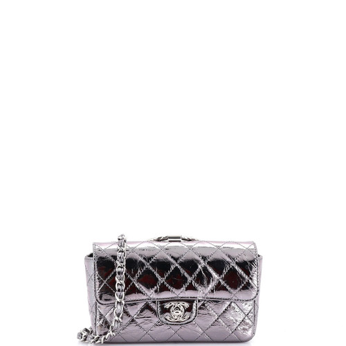Chanel Ring Handle CC Flap Bag Quilted Metallic Calfskin Mini