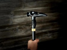 Hand carved raven wooden walking stick for men women walking cane best gift H8
