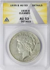 1935 $1 Peace Dollar ANACS AU53 Details Cleaned