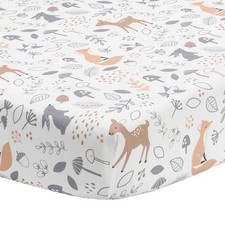 Bedtime Originals Deer Park Fitted Crib Sheet, Multicolor , 28x52x8 Inch Pac...