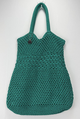 United Colors of Benetton Green Crochet Tote Bag Handcrafted NWT