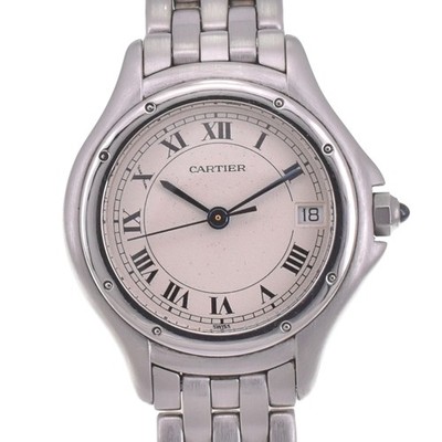その他 Soli CARTIER PANTHERE Cougar W35001F5 Date Silver Dial Quartz Unisex