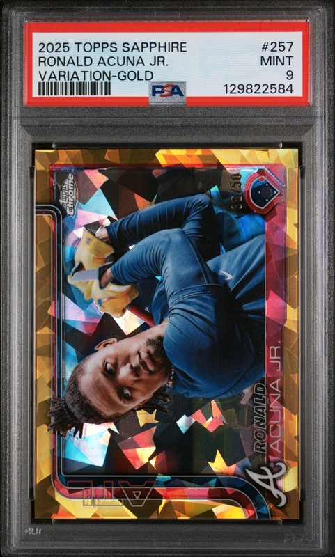 2025 Topps Chrome Sapphire Ronald Acuna Jr Image Variation Gold /50 #257 PSA 9