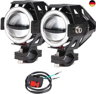POCKETMAN 2x Motorrad Scheinwerfer mit Angel Eyes Lichter U7 DRL