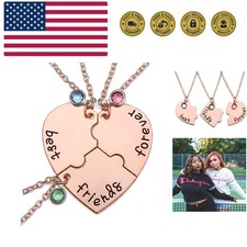 Best Friends Forever and Ever Necklaces for 3 BFF Heart Puzzle Matching Alloy...