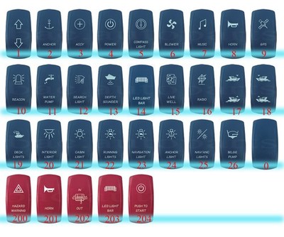 12V Rocker Switch Cover Replaced Laser Etched Cap ONLY Car Marine Boat ...
