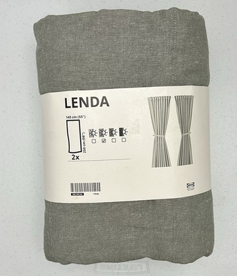 #ad #ad NEW Ikea LENDA Curtains 2 Panels w Ties Cotton 55quot; x 98” Light Gray 305.592.04 $44.00