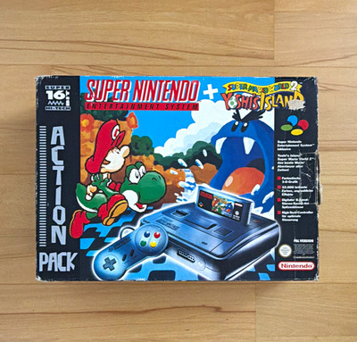 Nintendo SNES PAL Konsole mit Super Mario World + Yoshi s Island